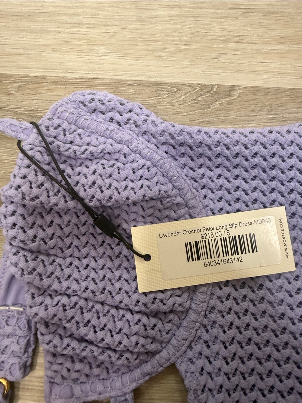 Montce Lavender Crochet Petal Long Slip Dress - Picture 3 of 8